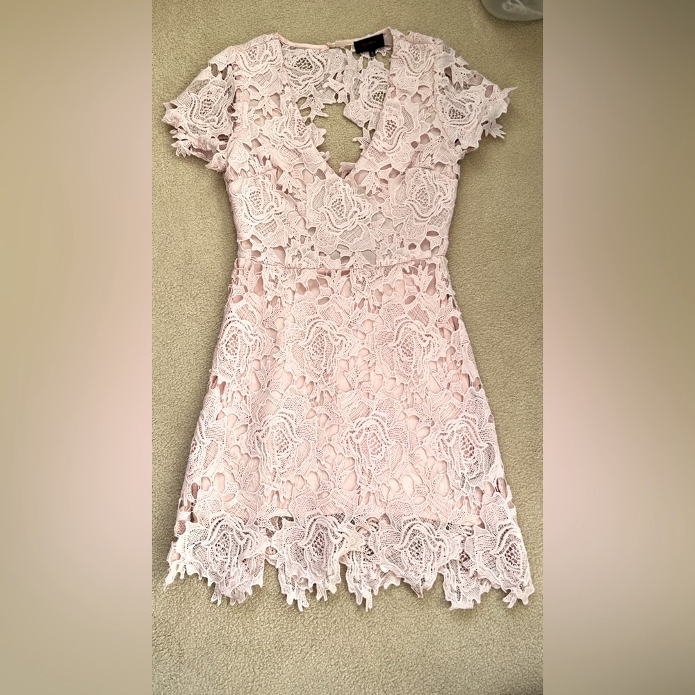 Aqua Pretty In Pink Lace Mini Open Back Zip Up Dress Size Small